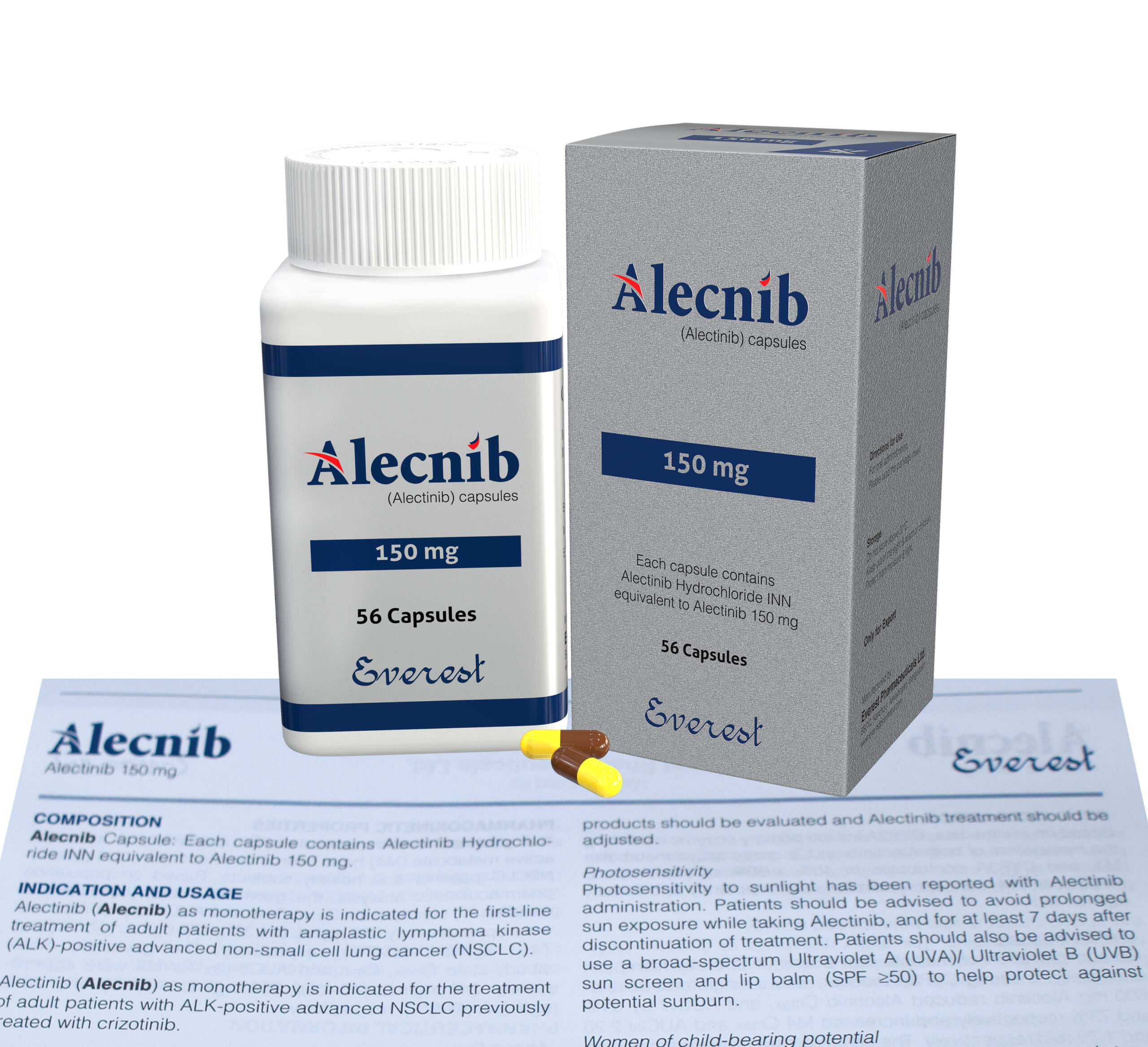 Alecnib 150 mg Alectinib Everest Official Packaging Everest Pharmaceuticals Alecnib 150 mg Alectinib original packaging