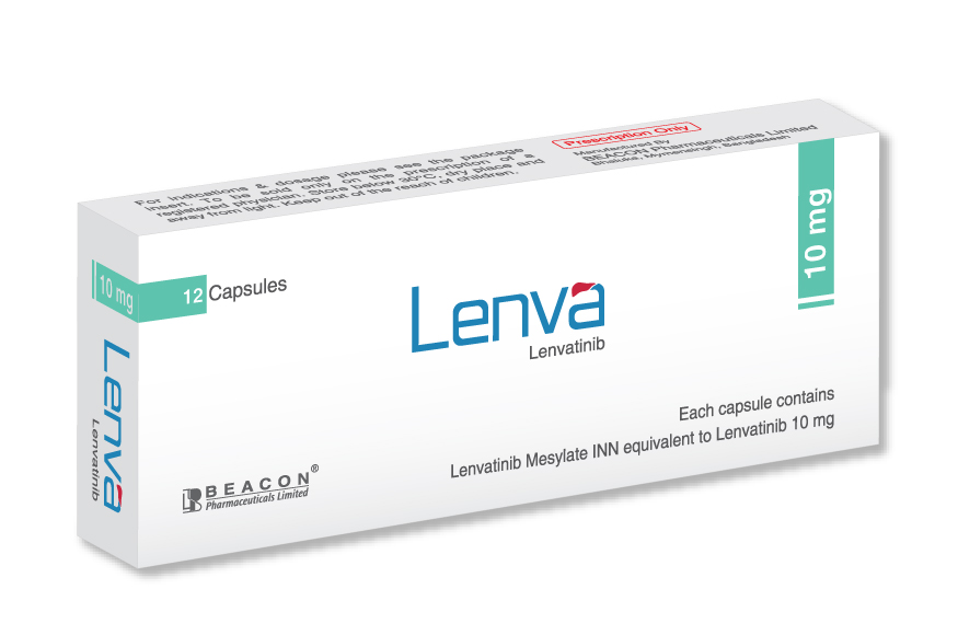 Beacon Lenva 10 mg Lenvatinib official packaging Official Beacon Lenva 10 mg lenvatinib capsule box