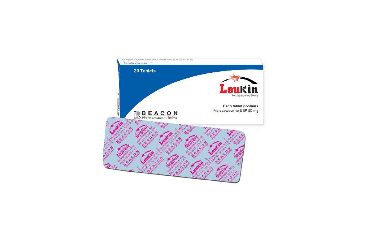 Beacon Leukin 50 mg mercaptopurine tablets official packaging Beacon Leukin 50 mg mercaptopurine tablets official packaging