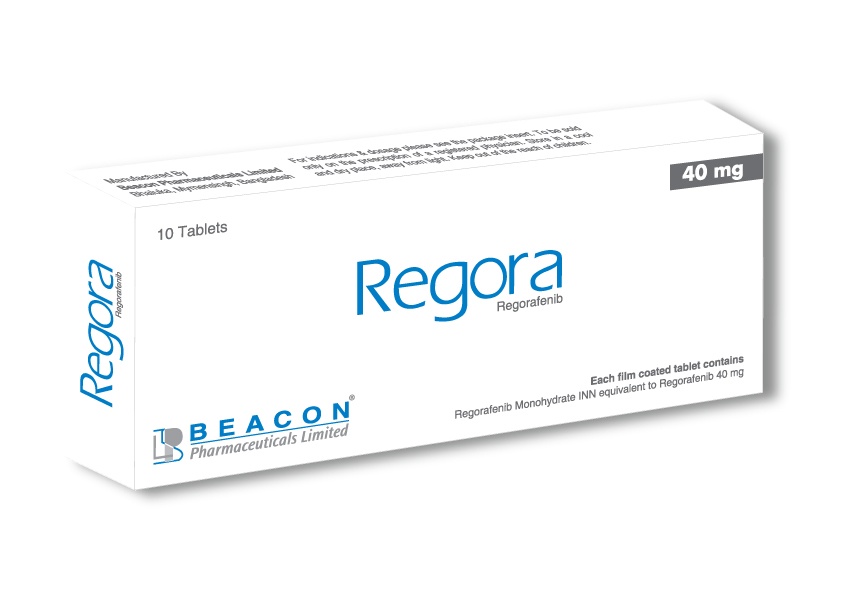 Beacon Regora 40 mg Regorafenib Original Packaging Original Beacon Pharmaceuticals Regora 40 mg regorafenib tablet box