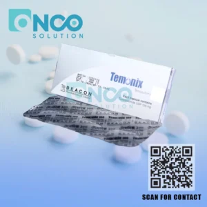 Beacon Temonix 100 mg temozolomide capsule box and blister