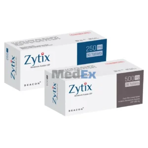 Beacon Zytix 250 mg abiraterone tablet packaging, alongside 500 mg variant