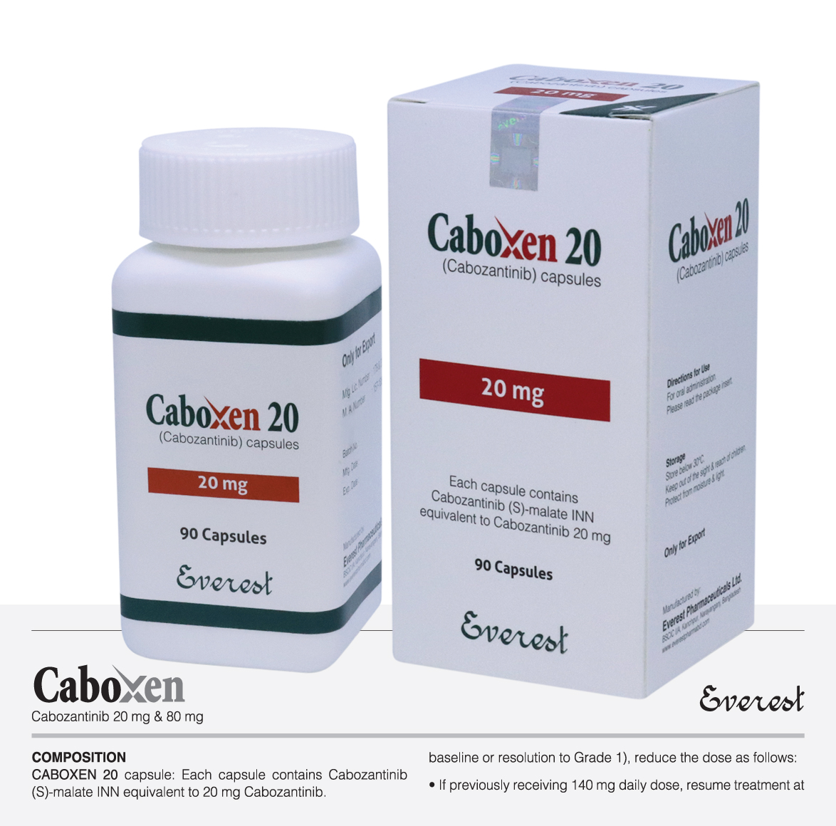 Caboxen 20 mg Cabozantinib Everest Official Product Photo Authentic Caboxen 20 mg Cabozantinib Everest medicine packaging