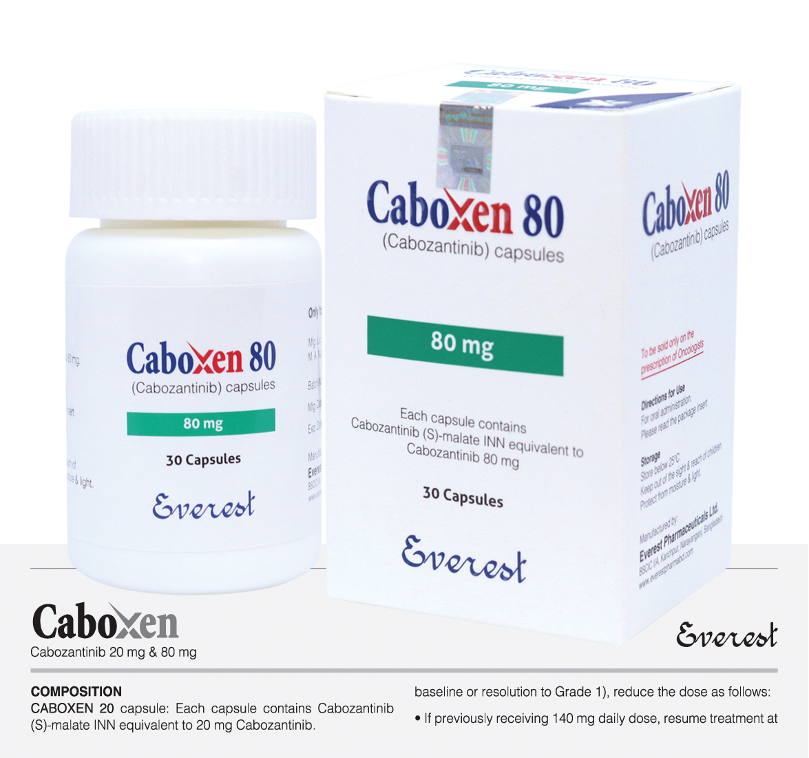 Caboxen 80 mg Cabozantinib Everest Official Packaging Everest Pharmaceuticals Caboxen 80 mg Cabozantinib original packaging
