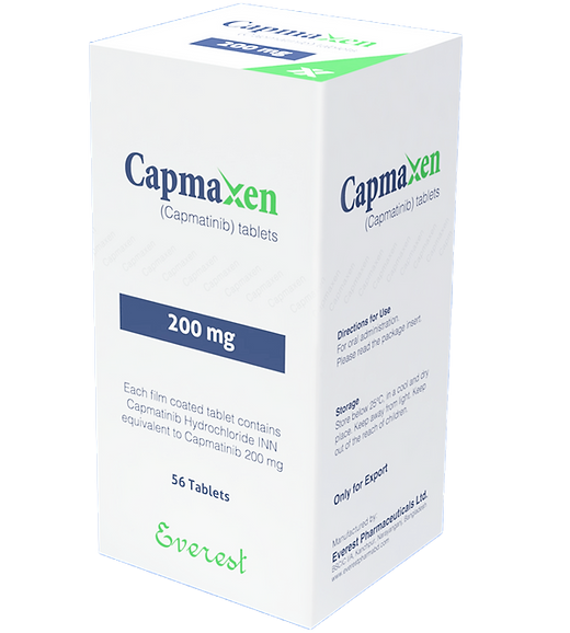 Everest Capmaxen Capmatinib 200 mg original packaging Everest Pharmaceuticals Capmaxen 200 mg capmatinib medicine box