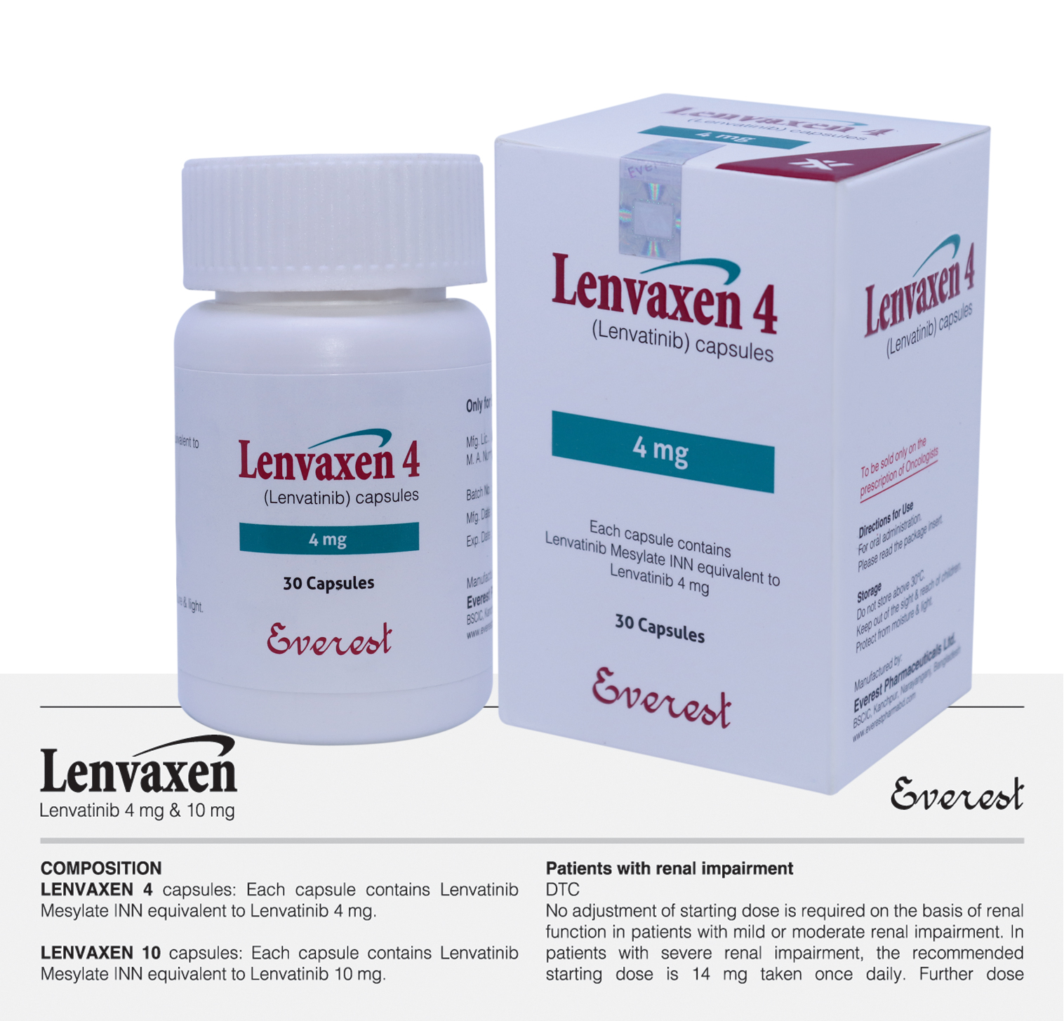 Lenvaxen 4 mg Lenvatinib Everest Official Product Photo Authentic Lenvaxen 4 mg Lenvatinib Everest medicine packaging