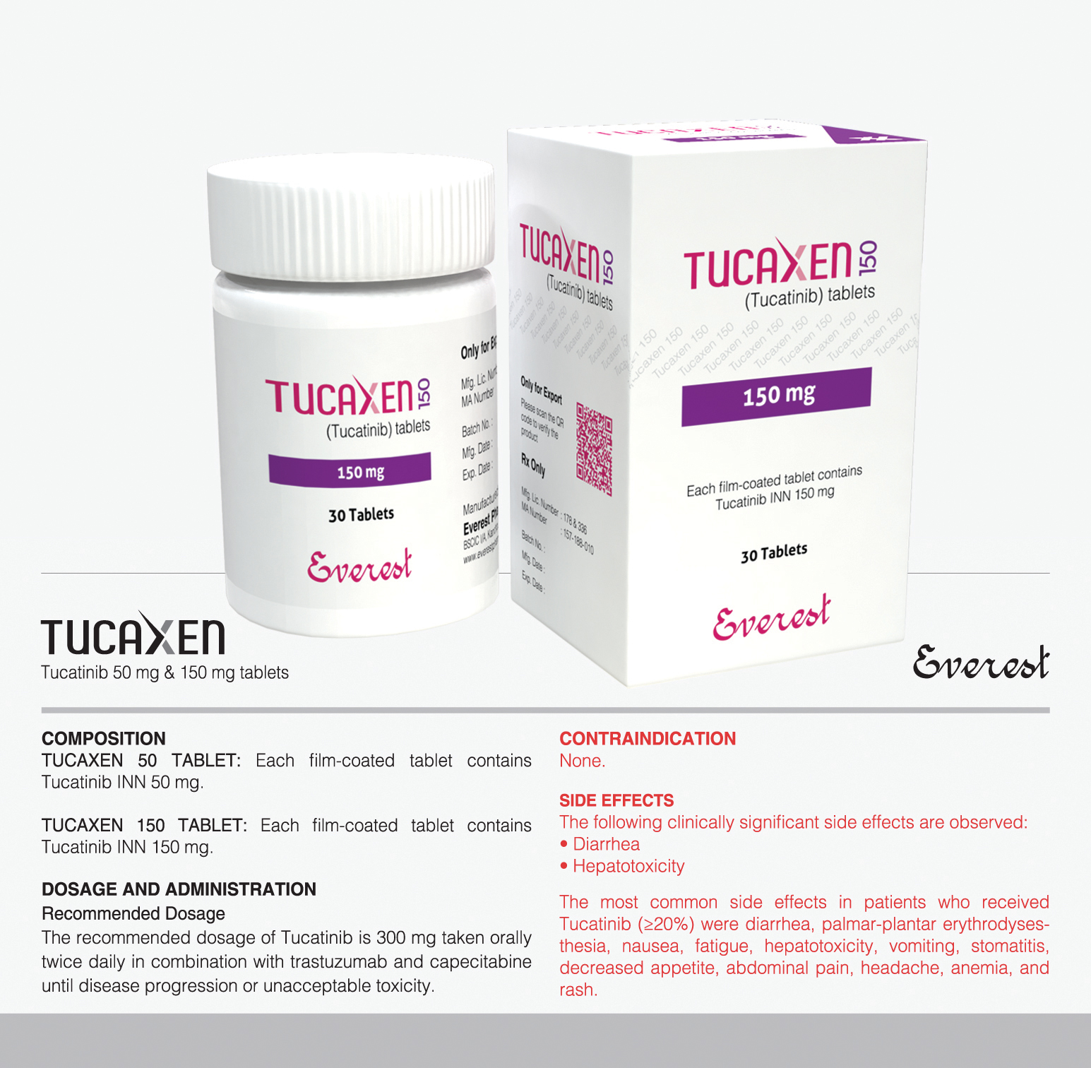 Tucaxen 150 mg Tucatinib Everest Official Packaging Everest Pharmaceuticals Tucaxen 150 mg Tucatinib original packaging